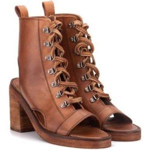 NIB Genuine Leather Lace Up Booties